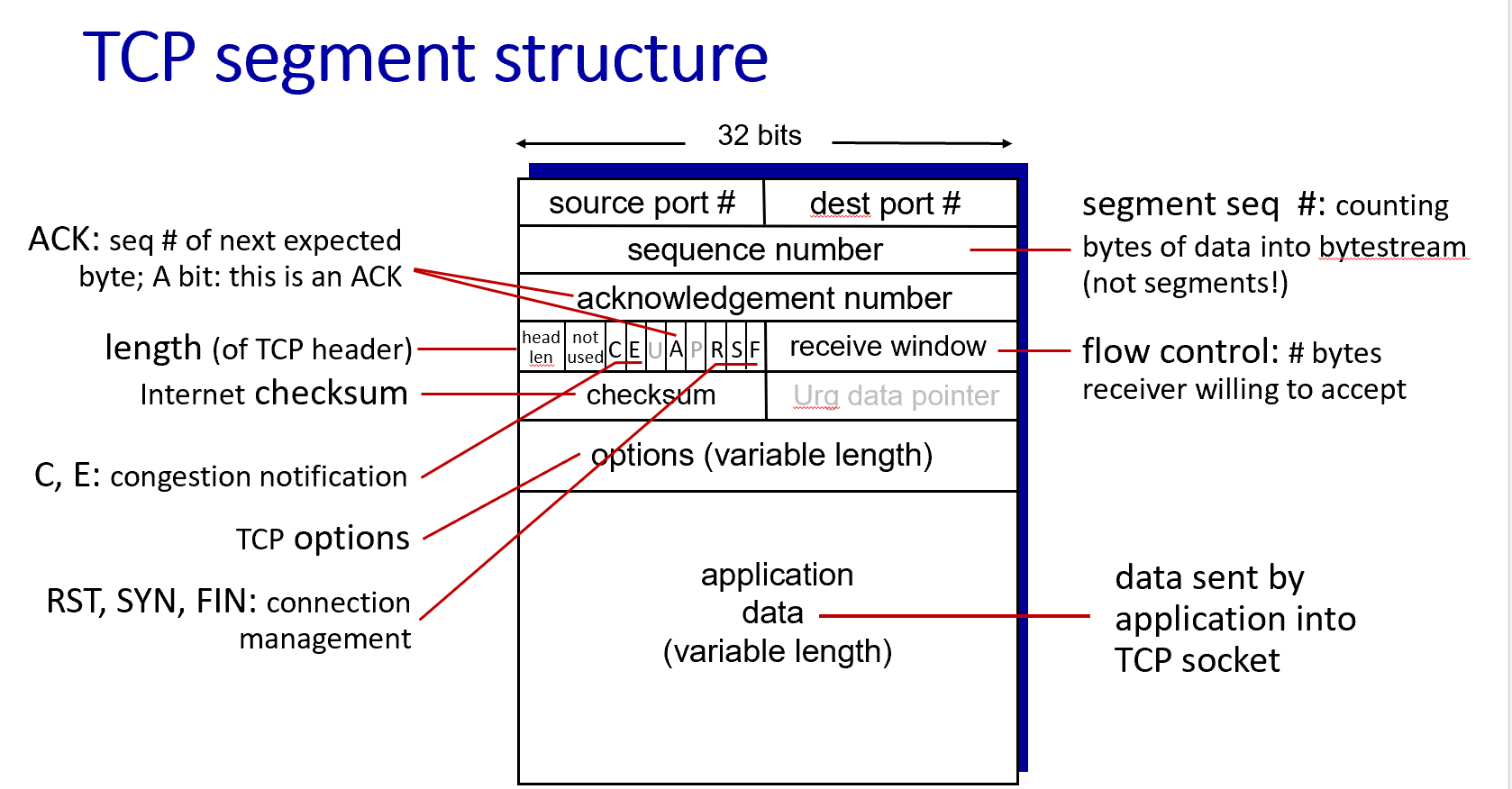 TCP segment format